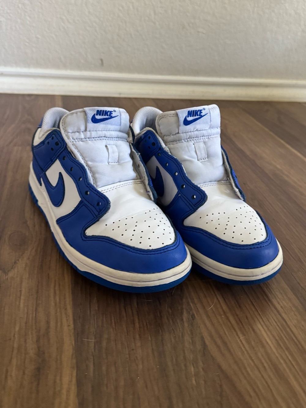 Nike Dunks, low game, royal white blue sneakers, men size 5 1/2 s